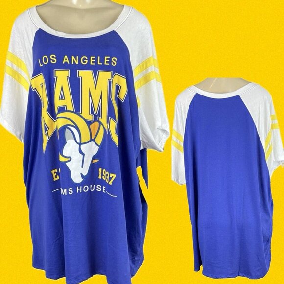 NFL Team Apparel +6 Los Angeles Rams Team Color Graphic Half Sleeve Jersey Tee - Picture 1 of 6